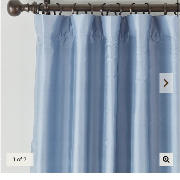 2/2 Ballard Design Dupioni silk Drapery Panel Color Cornflower - Picture 2 of 4